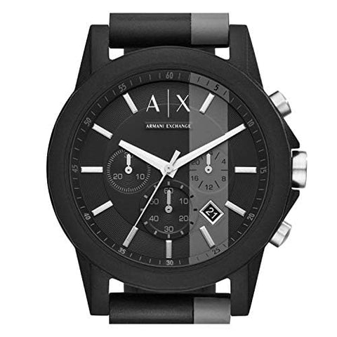 A｜X ARMANI EXCHANGE Men's Chronograph Black & Gray Silicone Strap Watch (Model: A|X1331) A｜X ARMANI EXCHANGE