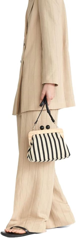 Yohora Women’s Crossbody Bag Kiss Lock Shoulder Purse Canvas Lightweight Retro Wallet Yohora