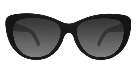 goodr It's Noir, Darling Polarized Sunglasses, Medium Sized (Glam G), Black Solid Frames with Black Gradient Lenses, Light Gold Accents, UV400 Protection, No Slip, No Bounce