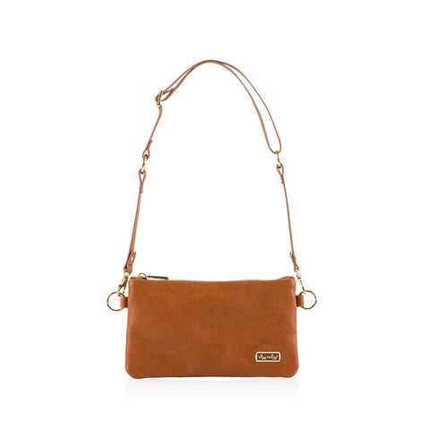 Itzy Ritzy Boss Pouch Wristlet, Crossbody Clutch & Belt Bag - Clutch Purse for Women - Includes Crossbody Strap & Wristlet Strap - Features 6 Card Slots & 2 Zippered Pockets (Cognac) Itzy Ritzy