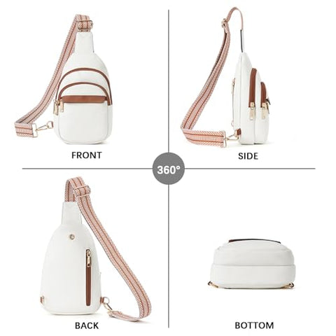 BOSTANTEN Small Sling Bag for Women Leather Crossbody Bags Fanny Pack Chest Bag for Travel, Beige