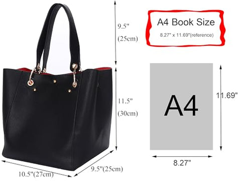 SQLP Black Bucket Work Tote Bags for Women the Tote Bag Leather Purse and handbags ladies Waterproof Shoulder commuter Bag sqlp