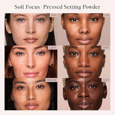 Jouer Soft Focus Hydrate & Setting Powder - Pressed Powder with Matte Finish - Blurring Powder for Fine Lines and Pores - Set Face Makeup Foundation or Concealer - Tan