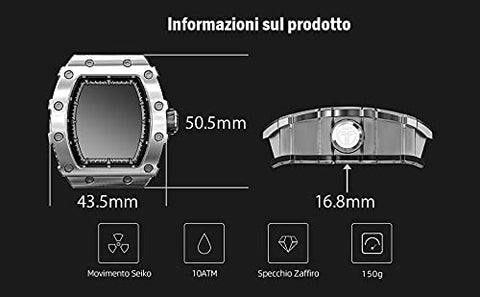 TSAR BOMBA Mens Watches Luxury Tonneau Watches for Men Waterproof 50M Analog Replica Watch Chronograph Calendar Date Men’s Dress Business Work Watch Diver Large Square Face Wristwatch TSAR BOMBA