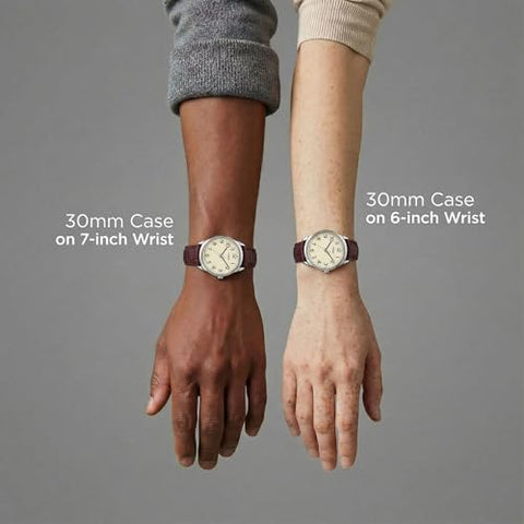 Timex Women's Easy Reader 30mm Watch – Silver-Tone Case Cream Dial with Brown Croco Leather Strap