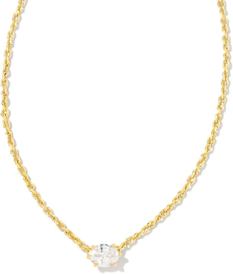 Kendra Scott Cailin 14k Gold-Plated Brass Pendant Necklace in White Crystal, Fashion Jewelry For Women