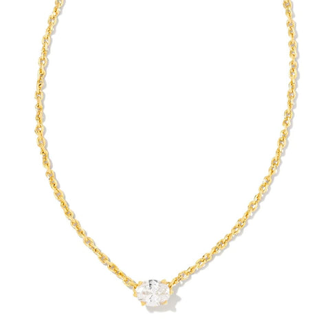 Kendra Scott Cailin 14k Gold-Plated Brass Pendant Necklace in White Crystal, Fashion Jewelry For Women