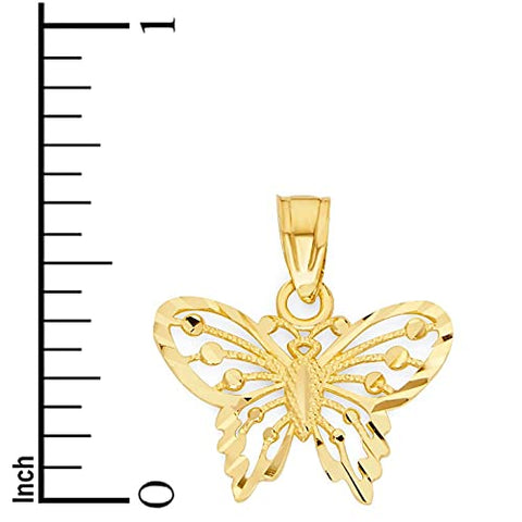 10k Solid Real Gold Butterfly Pendant Small Animal Charm Casual Everyday Wear Jewelry Charm
