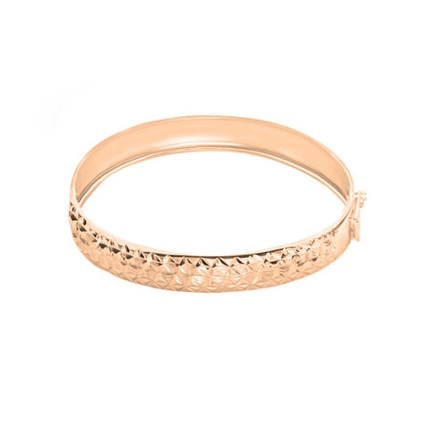 Savlano 925 Sterling Silver 12MM Diamond Cut Bangle Bracelet - 14K Gold Plated 7.5” inch Bracelet for Women Comes with Gift Box - Made in Italy Savlano