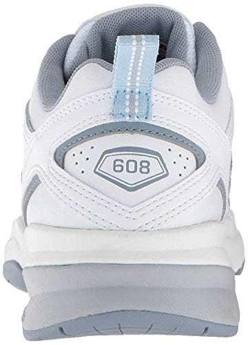 New Balance Women's 608 V5 Casual Comfort Cross Trainer, White/Light Blue, 8