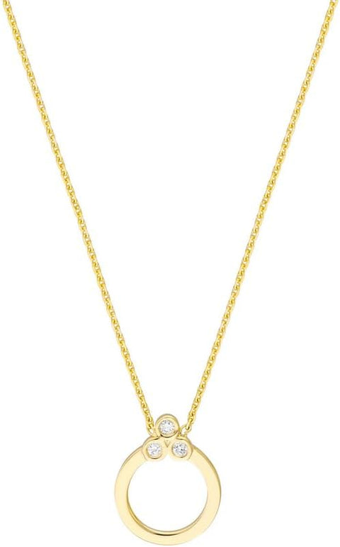 14k Yellow Gold 3 Diamond 0.036 Dwt Adjustable Circle Necklace 18 Inch Jewelry Gifts for Women JewelryWeb