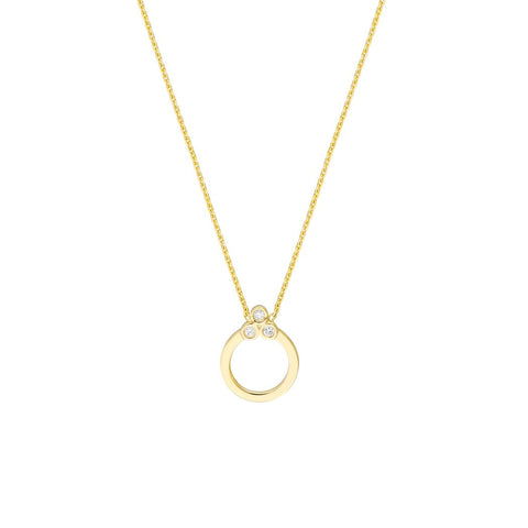 14k Yellow Gold 3 Diamond 0.036 Dwt Adjustable Circle Necklace 18 Inch Jewelry Gifts for Women JewelryWeb