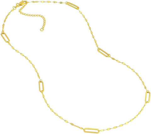 14k Yellow Gold Hammered Adjustable Forz 30 With Long Link Station and 18 Inch Jewelry Gifts for Women JewelryWeb