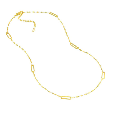 14k Yellow Gold Hammered Adjustable Forz 30 With Long Link Station and 18 Inch Jewelry Gifts for Women JewelryWeb