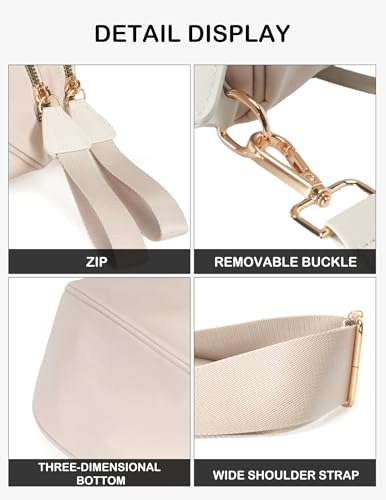 FEIBOON Spacious Nylon Crossbody Bag Bum Bag Handbags Wallets Purses Trendy Shoulder Bag for Women (beige)