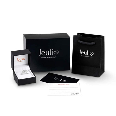 Jeulia 4 Carat Leaf Rings for Women 925 Sterling Silver 18 K Rose Gold Plated Round Cut Engagement Ring Set White Diamond Halo Cubic Zirconia Wedding band CZ Solitaire Anniversary Promise Rings (7) Jeulia