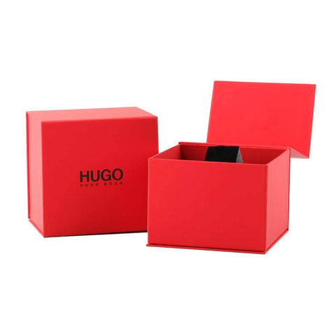 HUGO #First Men's Quartz Stainless Steel and Leather Strap Casual Watch, Color: Grey (Model: 1530185) HUGO