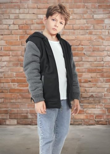 GEEK LIGHTING Boys Sherpa Lined Hoodie Kids Fleece Sweatshirt Full Zip Hooded Jacket