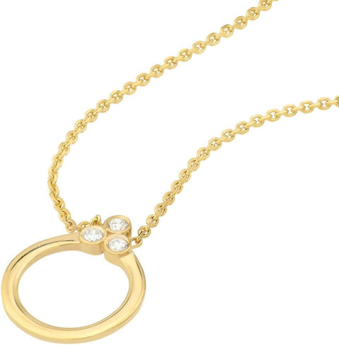 14k Yellow Gold 3 Diamond 0.036 Dwt Adjustable Circle Necklace 18 Inch Jewelry Gifts for Women JewelryWeb