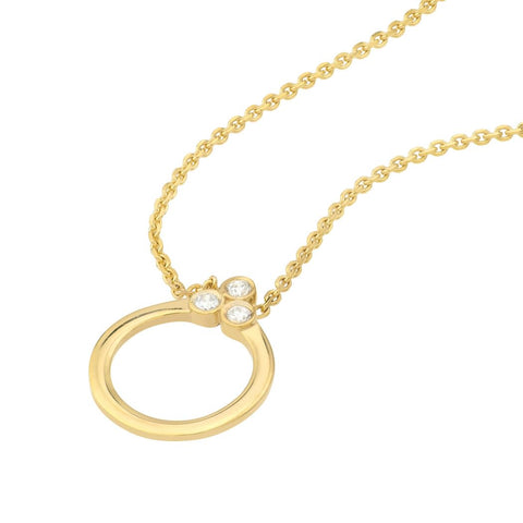 14k Yellow Gold 3 Diamond 0.036 Dwt Adjustable Circle Necklace 18 Inch Jewelry Gifts for Women JewelryWeb