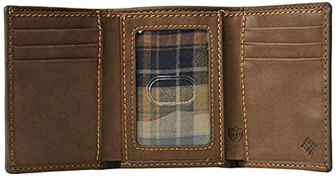 Columbia Men's RFID Genuine Leather Trifold Wallet With ID Window, Credit Card Pockets Columbia
