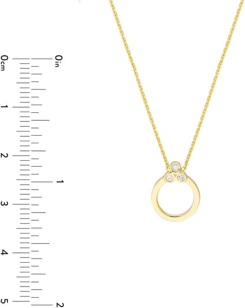 14k Yellow Gold 3 Diamond 0.036 Dwt Adjustable Circle Necklace 18 Inch Jewelry Gifts for Women JewelryWeb