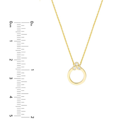 14k Yellow Gold 3 Diamond 0.036 Dwt Adjustable Circle Necklace 18 Inch Jewelry Gifts for Women JewelryWeb