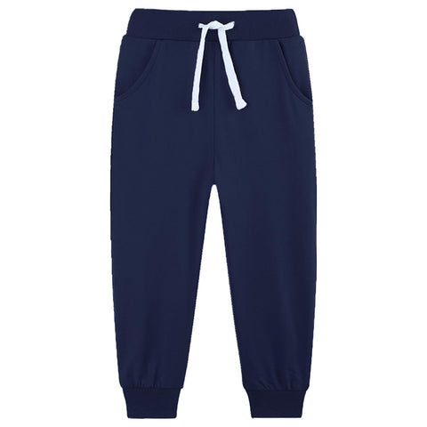 Avsead Kids Boy Sweatpants Pants,4 Pack Pull On Cotton Jogger Outfits Clothes Sweat Pant Navy/Light Gray/Black/Dark Gray Size 6-7 Years