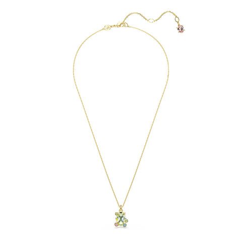 Swarovski Gema Pendant, Mixed cuts, Multicolored, Gold-Tone Finish