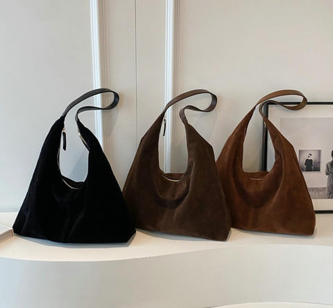 Trendy Suede Crescent Shoulder Bag Women Tote Bag Satchels Crossbody Purse Top-handle Travel College Work Tote Handbag