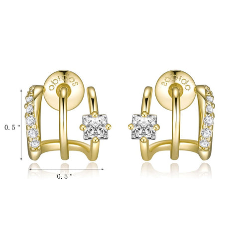 Obidos 14K Gold Plated Illusion Stud Earrings | Gold Hoop Earrings for Women