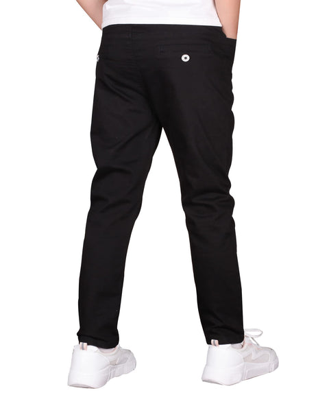 CAMLAKEE Boys' Stretch Pull on Chino Pants Kids School Uniform Yonth Twill Pants Black 13-14 Years