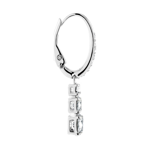 Swarovski Stilla Attract Trilogy Drop Pierced Earrings with White Crystals on a Rhodium Plated Setting with Hinged Closure