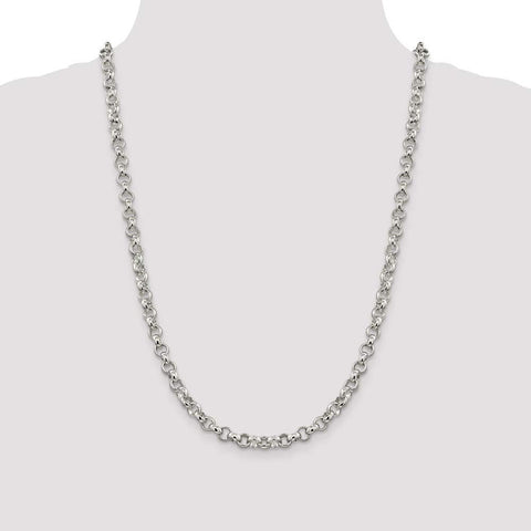 925 Sterling Silver Polished 6.75mm Fancy Link Necklace 24 Inch Lobster Claw Jewelry Gifts for Women JewelryWeb