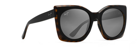 Maui Jim Women's Pakalana Polarized Fashion Sunglasses, Black w/Tortoise Interior/Neutral Grey, Medium Maui Jim