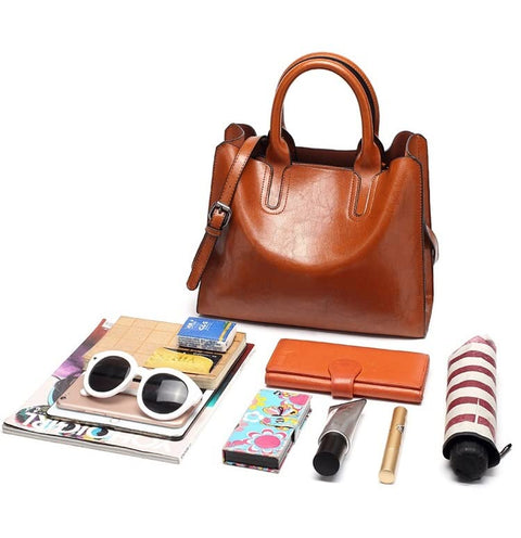 ZOSIVEB Women Fashion Tote Handbags Lightweight PU Leather Satchel Shoulder Bags Retro Oil Wax Handle Purse (Coffee) ZOSIVEB