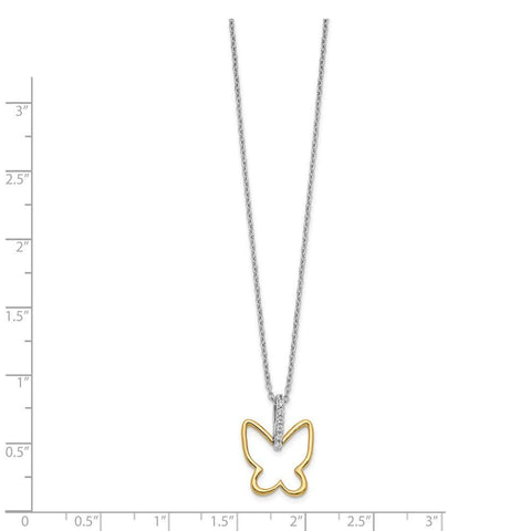 8mm 14k Two tone Gold Diamond Butterfly Angel Wings Necklace Jewelry Gifts for Women JewelryWeb