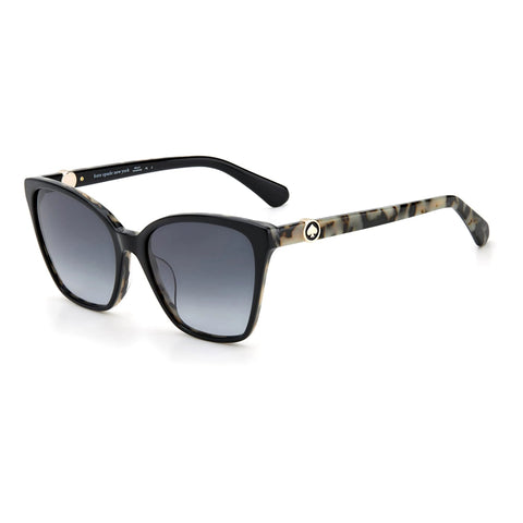 Kate Spade New York Women's Amiyah/G/S Cat Eye Sunglasses, Black/Gray Shaded, 56mm, 17mm Kate Spade New York