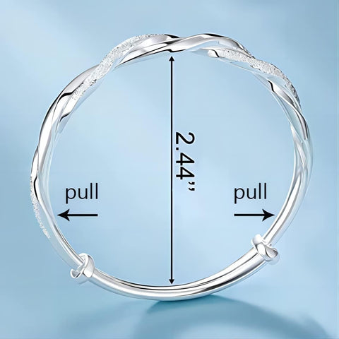 Kim Carrey S925 Silver Bangle Bracelet for Women, Elegant Women‘s Sterling Silver Bracelet Bangle Adjustable 6.4-7.8 inches Small Size (Mobius) Kim Carrey