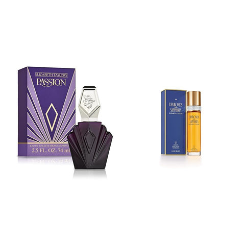 Elizabeth Taylor Women's Perfume, Passion, Eau De Toilette EDT Spray, 2.5 Fl Oz & Diamonds and Sapphires for Women, Eau De Toilette Spray, 3.3 Fl Oz Elizabeth Taylor