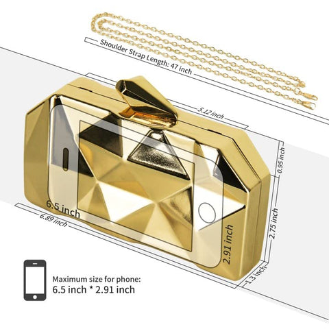 AmoVee Clutch with Chain Strap, Clutch Purses for Women Wedding，Evening Handbag for Party, Prom and Formal Occasion (Shiny Gold) AmoVee