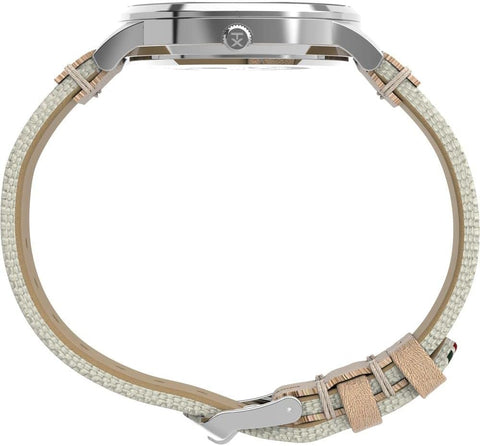 Timex Men's Waterbury Classic 40mm Watch - White Strap Gray Dial Stainless Steel Case Timex