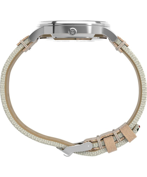 Timex Men's Waterbury Classic 40mm Watch - White Strap Gray Dial Stainless Steel Case Timex