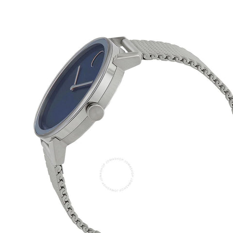 Movado 3600901 Bold Evolution Blue Dial Silver Tone Mesh Band Stainless Steel Men's Watch Movado