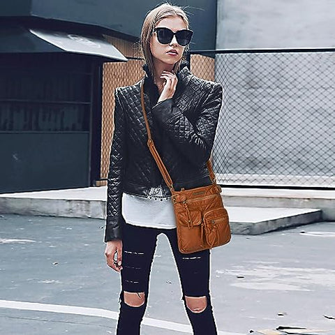 Montana West Multi Pocket Crossbody Purse for Women Shoulder Bag Ultra Soft Washed Vegan Leather Travel Bag,MWC-046CM Montana West