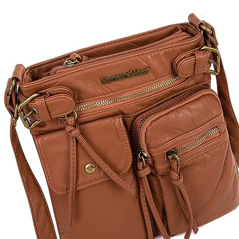 Montana West Multi Pocket Crossbody Purse for Women Shoulder Bag Ultra Soft Washed Vegan Leather Travel Bag,MWC-046CM Montana West