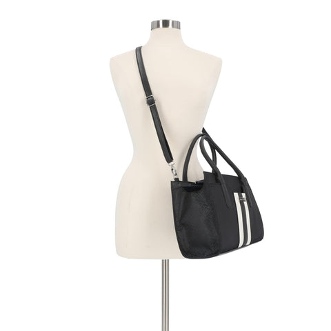 Nautica Sandy Jr. Top Handel Satchel with Removable Crossbody Strap, Black Jacquard Nautica