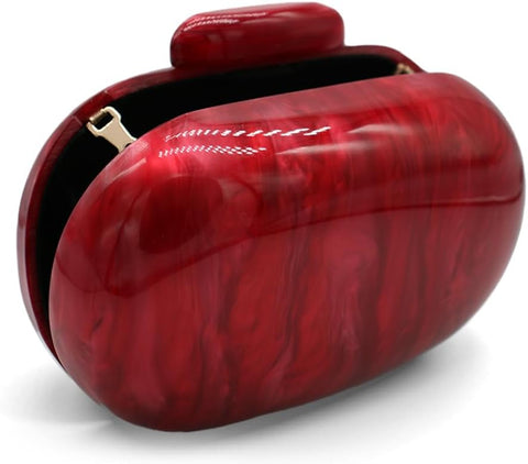 GSYPS Acrylic Evening Clutch Bag for Women Shell Shape Shoulder Crossbody Bag Glitter Marble Purse Handbag Red GSYPS