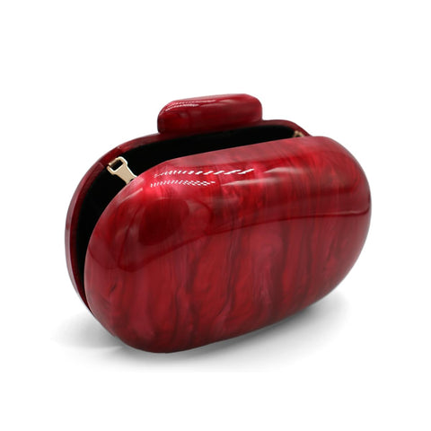 GSYPS Acrylic Evening Clutch Bag for Women Shell Shape Shoulder Crossbody Bag Glitter Marble Purse Handbag Red GSYPS