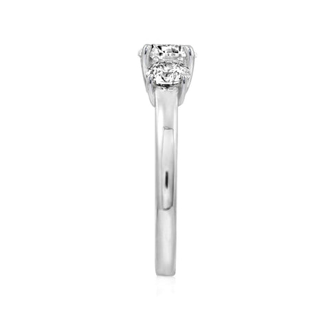 Amazon Essentials Platinum-Plated Sterling Silver Round 3-Stone Ring made with Infinite Elements Cubic Zirconia (2 cttw), Size 7 (previously Amazon Collection) Amazon Essentials